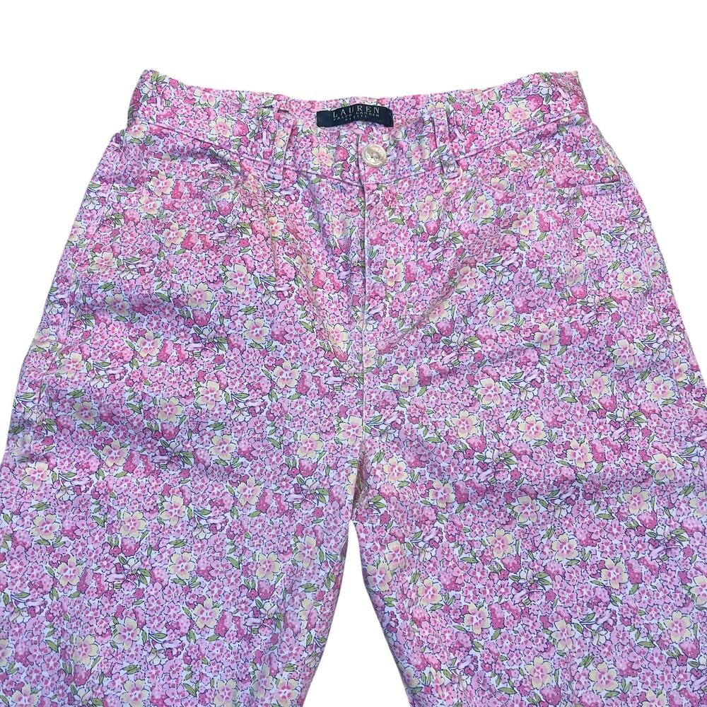 Lauren Ralph Lauren Womens 2 Petite Multicolor Floral Straight Leg Preppy Spring